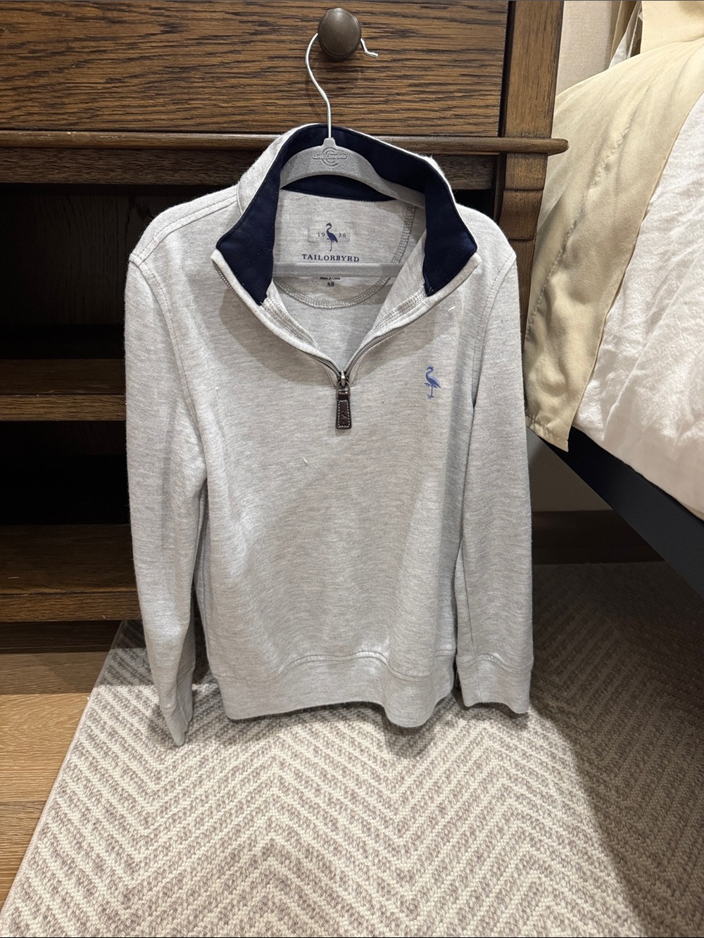 Tailorbyrd Gray Quarter-Zip Pullover with Navy Collar